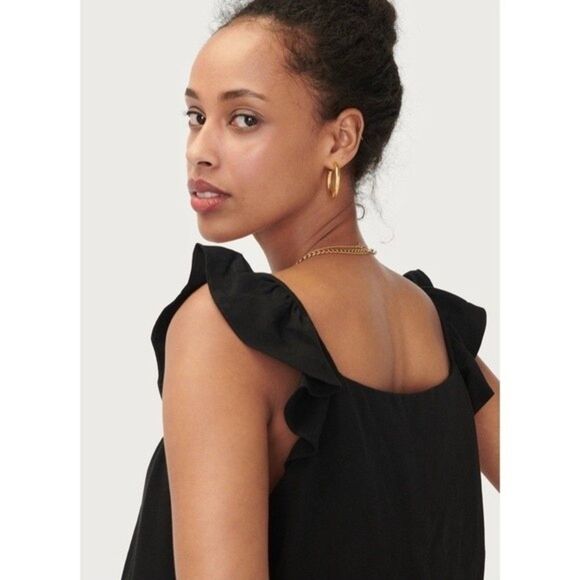 NEW Hatch Collection Jenna Ruffle Button Front Midi Dress Black Maternity XS - Picture 10 of 11